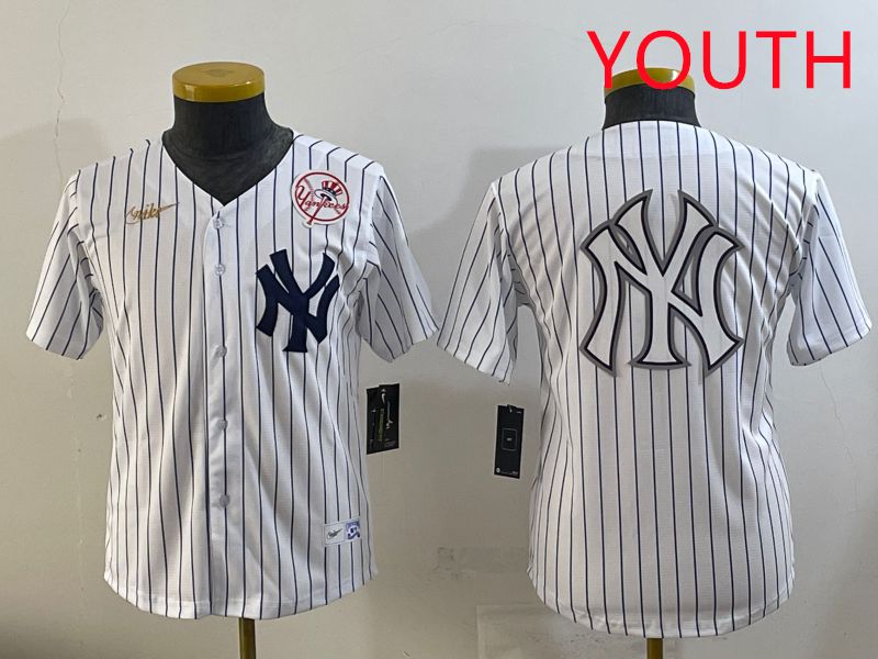 Youth 2025 New York Yankees Blank White Stripe Throwback Nike MLB Jersey style 17